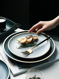 European ceramic western dish simple dessert plate breakfast plate home dish large steak disc