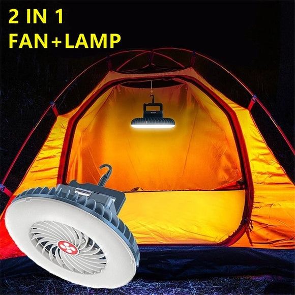 New 54 LED Fan Tent Lamp 2 In 1 Portable Lantern USB Rechargeable Emergency Night Market Lights Outdoor Waterproof Camping Light