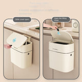 Kitchen Hanging Trash Can Household Multifunctional Milky White Traceless Paste Box with Lid Hanging Storage Bucket Compost Bin