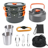 Outdoor Tableware Travel Picnic Cooking Set Camping Equipment Supplies 2-3 People Folding Cookware 1.1L Teapot Set