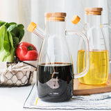 Glass leakproof sealing oil pot with cover soy sauce vinegar bottle high borosilicate heat resistant kitchen groceries seasoning bottle