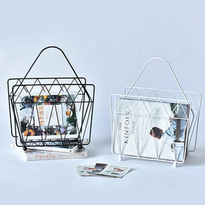 Nordic desktop simple metal portable newspapers and magazines storage basket study bookshelf decorative ornaments
