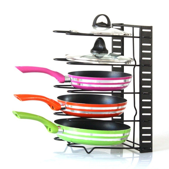 Pots and Pans Organizer Pot Rack Organizer Adjustable Pan Rack for Kitchen Counter Cabinet