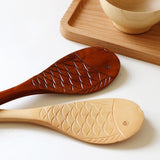 Japanese-style wooden rice spoon solid wood fish shape rice shovel creative cute