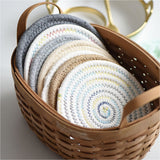 grocery hand-woven cotton pads dishes eat mat anti hot pot cup mat thread thickening insulation pot holder  table cloth barang dapur kitchen accessories kitchen tools(1pc)