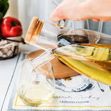 Glass leakproof sealing oil pot with cover soy sauce vinegar bottle high borosilicate heat resistant kitchen groceries seasoning bottle