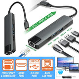 1PC [ 5 IN 1 ] TYPE-C to HDMI 4K / LAN RJ45 Ethernet / Type C / USB 3.0 Adapter Cable