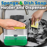 Sponge & Dishwashing Soap Container Holder Press Dispenser