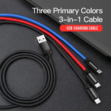 Portable [ 3 IN 1 ] Three Color USB Recharging Cable for Micro USB / Type-C / Apple Device