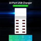 Portable 10 Port USB 50W Intelligent Smart Charger Quick Charging [ AC 100-240V 50-60Hz DC5V10A
