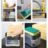 Sponge & Dishwashing Soap Container Holder Press Dispenser
