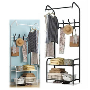 Multifunctional Clothes Hanger Coat Rack Home Floor Standing Floor Hanger Storage Wardrobe Clothing Drying Rack With Shelves