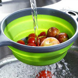 Kitchen Vegetable Retractable Strainer Sieve Thermoplastic Rubber Material Fruit Washing Basket with Handle