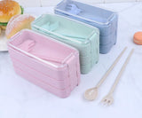 3 Tiers Bento Lunch Box with Chopstick, Spoon and Fork