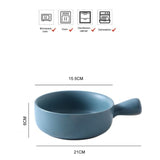 1PC Baked rice bowl Nordic style with handle baking grilled bowl pasta plate simple household tableware soup noodle bowl salad bowl