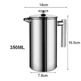 French Press Coffee Maker Stainless Steel Coffee Percolator Pot,Double Wall & Large Capacity Manual Cafetiere Coffee Containers