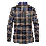 100% Cotton Flannel Plaid Shirts Men Spring Autumn Casual Long Sleeve Shirt Streetwear Chemise Homme Army Military Shirts Men
