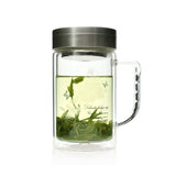520ml double wall glass tea water bottle  glass cup with  infuser