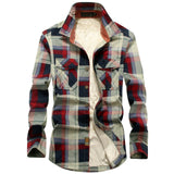 Winter Jacket Men Thicken Warm Fleece Shirts Coats 100% Cotton Plaid Flannel Jacket Military Clothes Chaquetas Hombre Size M-4XL