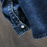 Men Denim Shirt 100% Cotton Jeans Shirt Long Sleeve Cowboy Pockets Street Loose Casual Anti-wrinkle High Quality Oversized