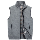 2020 Autumn Winter Men's Wool Sweaters Vest Coat Thick Warm Casual Solid Sleeveless Fleece Jacket Waistcoat Knitted Zipper Vest