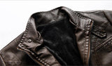 Mens Leather Jackets Casual Stand Collar Motorcycle Bike Luxury Fleece Jacket Male Thick Warm PU Leather Coats 5XL Jaqueta De Co