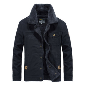 Winter Men Fleece Liner Jacket Casual Fur Collar Thick Warm Parkas Coat Overcoat Windbreaker Military Male Jackets Plus Size 6XL