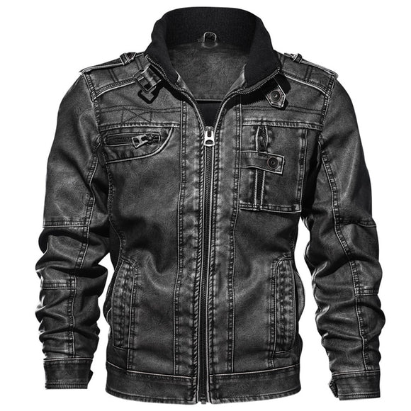 7XL Men's PU Jacket Leather Coat Autumn Casual Slim Fit Faux Leather Motorcycle Biker Jackets Male Military Bomber Coat Clothing