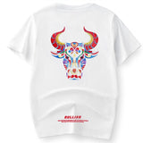 2021 Summer New 100% Cotton Year Luxury Cow Head Embroidery Large Hip Hop Tide Short Sleeve T-shirt Men's Loose T-shirt