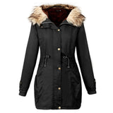 Women Coat Winter Fashion Faux Fur Hooded Jacket Coat Female Long Sleeve Warm Parkas Velvet Thicken Coats Women Clothing