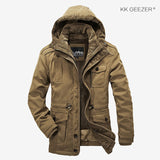 Winter Jacket Men Fleece Hooded Parkas Big Size Cotton-Padded Top Warm Waterproof High Quality Thicken Male Heavy 2 in 1 Coat