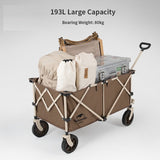 193L Outdoor Folding Cart Big Capacity Portable Luggage Trolley Adjustable Handle Travel Shopping Wheelbarrow Camp